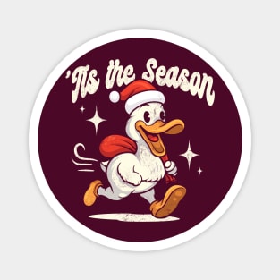 'TIS THE SEASON RETRO CARTOON DUCK CHRISTMAS Magnet